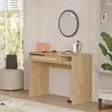 [en.casa] Schminktisch, Kvænangen 100x45x75 cm Eiche/Rattanoptik