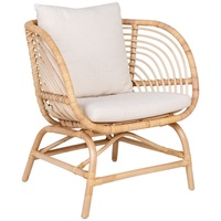 House Nordic Loungesessel Sago, in Natur / Weiß, Rattan - 72x75x63cm (BxHxT) weiß