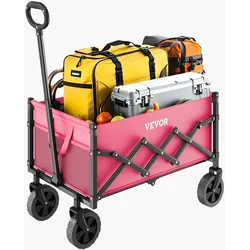 Zusammenklappbarer Gartenwagen für den Außenbereich, 120 l und 225 Pfund, robuster zusammenklappbarer Gartenwagen, Rosa