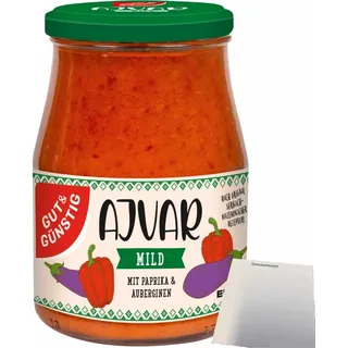 Gut& Ajvar mild mit Paprika und Auberginen (340ml Glas) + usy Block