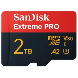 SanDisk 2TB Extreme PRO microSD Speicherkarte 250MB/s & 150MB/s Lese/Schreibgeschwindigkeit, A2 C10 V30 UHS-I U3