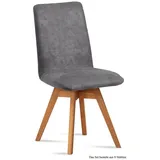 58 aufm Kessel Esszimmerstuhl Küchenstuhl drehbar (2er-Set) Donni 47x92x60 Eiche geölt/Marsala (Lieferung bis Verwendungsstelle, 8 St), Stabiles Gestell aus Massivholz pflegeleichter Bezug aus Microfaser grau