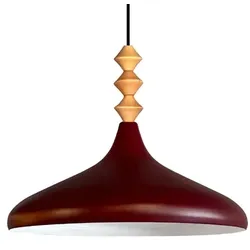 Bamyum Champion Holz Metall E27 Moderne Kastanienbraun Pendellampe