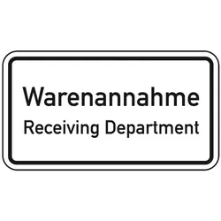 Schild I Hinweisschild 2-spr. Warenannahme Receiving Dep., Aluminium RA0, reflektierend, 600x330mm, DIN 67520