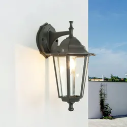Licht-Erlebnisse Außenwandlampe PARIS Anthrazit Aluminium Glas Rustikale Wandleuchte Balkon Terrasse Garten, CX311-25-13 AN