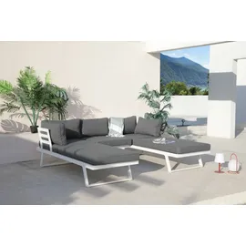 Möbilia Sitzgruppe Ecksofa Couchtisch grau/dunkelgrau