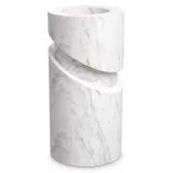 Casa Padrino Luxus Marmor Deko Objekt Weiß Ø 18 x H. 36 cm - Wohnzimmer Deko - Schreibtisch Deko - Luxus Marmor Deko Accessoires