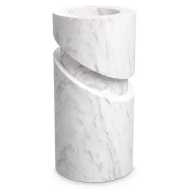 Casa Padrino Luxus Marmor Deko Objekt Weiß Ø 18 x H. 36 cm - Wohnzimmer Deko - Schreibtisch Deko - Luxus Marmor Deko Accessoires