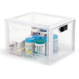 Theo&Cleo Zedelmaier Aufbewahrungsbox Aufbewahrungsbox abschließbar, faltbar für Medikamente und mehr (1 St., STOS1), stapelbar, für Handys, Süßigkeiten, Snack, Persönlicher Safe weiß