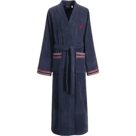 Bruno Banani Herrenbademantel BRUNO BANANI "Roy, ideal für Sauna & Spa, Standardlänge & Überlänge" Gr. XXL, marine, L:145cm, Walkfrottee, Hausmäntel, Bademantel, farblich abgesetzten Streifen, Bademantel, S-3XL, auch in extra lang