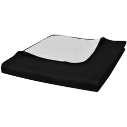 Zweiseitige Tagesdecke Gesteppt Schwarz/Weiß 230x260 cm