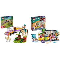 LEGO Friends Pferde- und Pony-Anhänger, Pferde-Spielzeug & 41740 Friends Aliyas Zimmer, Übernachtungsparty-Spielzeug