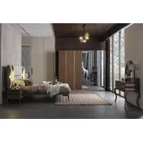 JV Möbel Schlafzimmer Bett Nachttische Schminktisch Kleiderschrank, 6tlg.