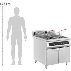 Royal Catering Induktionsfritteuse - 2 x 30 l - 20 000 W - 400 V - Unterschrank - Timer -