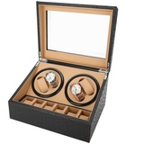 simimasen Uhrenbeweger - Watch Winder Box 4+6 storage, Automatisch Uhrenkasten Uhrenbox, Sichtfenster, Laufleise Uhrendreher, Schwarz (Stil 2)