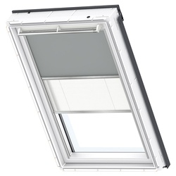 VELUX Verdunkelung Plus DFD Manuell Uni Grau/Weiß 0705, 114x140 cm (S08), Aluminiumschiene,GEL,Manuell,VELUX