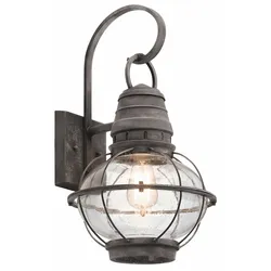 Licht-Erlebnisse Elegante Wandleuchte LOUIS Zink Optik IP44 außen