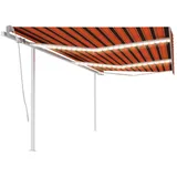 vidaXL Markise Manuell Einziehbar mit LED 6x3 m Orange und Braun