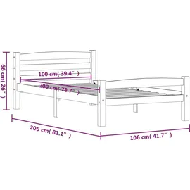 vidaXL Massivholzbett 90 x 200 cm Braun