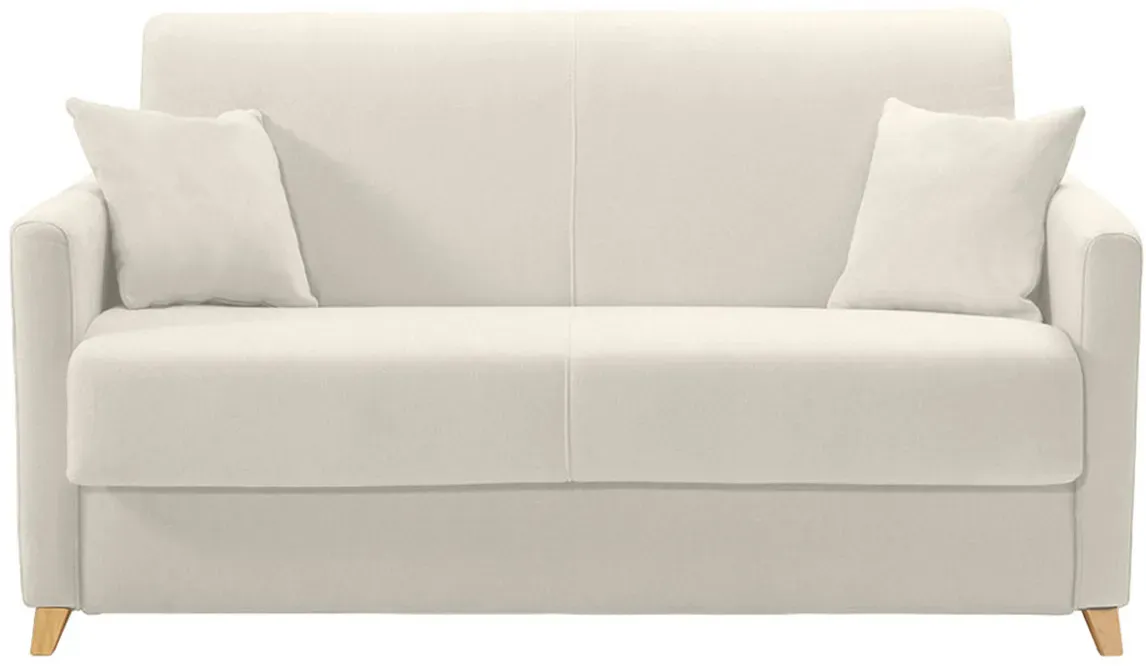 Skandinavische Schlafcouch beige mit Matratze 13 cm 2-3-Sitzer SKANDY