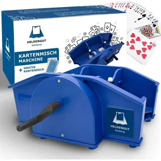 HELDENGUT Kartenmischer manuell – Kartenmischmaschine mit Kurbel für Spielkarten, Poker, Blackjack, Bridge & mehr; robust, einfach, ohne Batterien