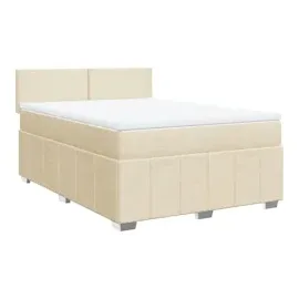 vidaXL Boxspringbett mit Matratze Creme 140x200 cm Stoff