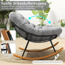 Costway Schaukelsessel Polyester 320 x 100 x 80 cm Schwarz/Naturbelassen/Grau mit Kissen