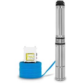 Eberth Tiefbrunnenpumpe 4" Edelstahl 370W 1-1/2 Zoll mit 20m Stromkabel und Schmutzsieb