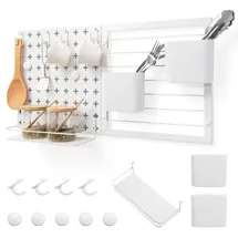 Giantex 61x30,5cm Werkzeugwand, Lochwand Metall mit 2 Aufbewahrungsbehälter & 1 Lagergestell & 5 Magneten & 4 Haken, Pegboard Stecktafel zum aufhängen bis 30 kg belastbar, Lochplatte für Garage Küche