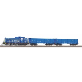 PIKO H0 (1:87) 97937 - Start-Set mit Bettung Güterzug Diesellok SM 42 mit 2 offenen Güterwagen PKP Cargo IV
