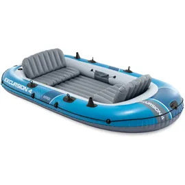Intex Schlauchboot Excursion 4 Blau inkl. Pumpe und Alu-Paddel