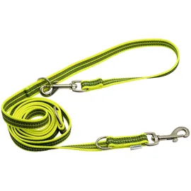 Herm Sprenger Gummierte Leine, 3-Fach verstellbar - neon gelb, 230 cm (2,3 m)