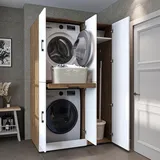 roomart Dora-i Waschmaschinen-überbauschrank 115, Weiß-eiche