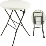 VCM Gartentisch Ø 80 x 110 cm Weiß/Rot klappbar