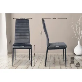 CLP Esszimmerstuhl Mayfair Samt grau 4er Set