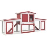 HOMIUSE Hasenstall Großer Kaninchenstall Rot und Weiß Holz Meerschweinchen Haus Hasen ZubehöR Meerschweinchen KäFig Hasenstall DraußEn Winterfest Kaninchenhaus HamsterkäFig Holz 204x45x85 cm