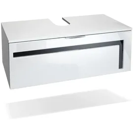 Vladon Waschbeckenunterschrank, Schwarz Hochglanz, Holzwerkstoff, 96x36x51 cm, Badezimmer, Badezimmerschränke, Waschbeckenunterschränke