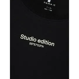 NAME IT T-Shirt NAME IT "NKMBRODY SS NREG TOP NOOS", Jungen, Gr. 146 (152), schwarz, Jersey, Obermaterial: 100% Baumwolle, bedruckt, unifarben, regular fit hüftlang, Rundhals, abgesteppte Kante, Shirts T-Shirt, mit dezentem 3D-Frontmotiv