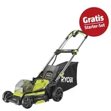 Ryobi ONE+ Maschinenpaket  (Akku-Rasenmäher RY18LMX40C-0,18V, 4 Ah Akku & 2A Ladegerät)