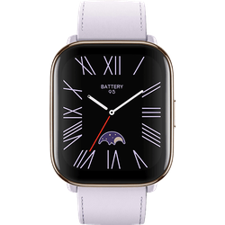 AMAZFIT Active Smartwatch Edelstahl veganes Leder, 20 mm, Lavender Prple