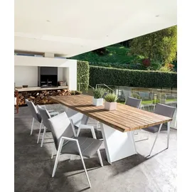 Natur24 Gartenstuhl 2er Set 57 x 65 x 84 cm weiß mit Quick-Dry Polster grau