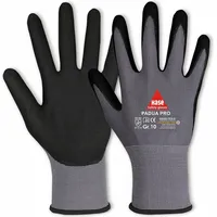 Hase Safety Gloves Hase Arbeitshandschuhe Padua Pro, 508690, Nitrilschaum, grau/schwarz Größe XS, 10 Paar