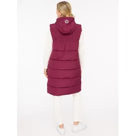 Zwillingsherz Steppweste ""Smile"", Damen, Gr. XXL, rot (bordeaux), Steppware, Obermaterial: 100% Polyester, Basic knielang, ohne Ausschnitt, Westen Steppweste, Smile-Steppung hinten, Zippern seitlich, Kapuze, Kordelzug