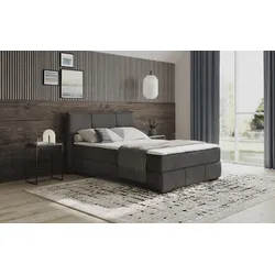 Boxbett INOSIGN "Brewdley mit Bettkasten, inkl. Matratze", schwarz (savona 21 schwarz), B:165cm L:215cm, Komplettbetten, Topper und Zierkissen, in verschiedenen Härtegraden verfügbar