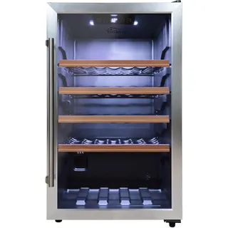 Tronitechnik Weinkühlschrank Getraenkekühlschrank 126 Liter 63 Flaschen Wein Kühlschrank Edelstahl-Optik Mit Led