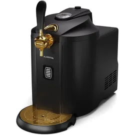 Klarstein Beerkules Bierzapfanlage für 5L-Fässer Kühlkompressor LED-Display 6 Temperaturstufen Schwarz/Antik-Gold-Metallic