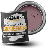 SEEBAUER diy Kreidefarbe für Möbel Lila 750ml für Innen (No. 955 Plum Cake) Möbelfarbe ohne Schleifen - Holzfarbe extra matt - Holzlack, Möbellack hohe Deckkraft