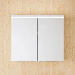 burgbad Lin20 Spiegelschrank mit LED-Beleuchtung, 80 cm, 2 Spiegeltüren, Badmöbel,