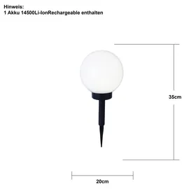 Best Season LED-Solar-Kugel Kunststoff Durchmesser 20 cm 1 warm weiß LED inkl. Erdspieß schwarz