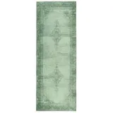 tesso living Kelim Vintage Teppich Wohnzimmer Grün 80 X 195 cm - Moderner Kurzflor Teppich - Super Soft